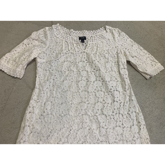 Nicole by Nicole Miller Dress Womens 8 Feminine White Lace Cottage Core Tunic - Picture 7 of 13